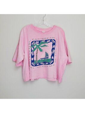 Vintage Caribbean pink tie dyed cropped t shirt